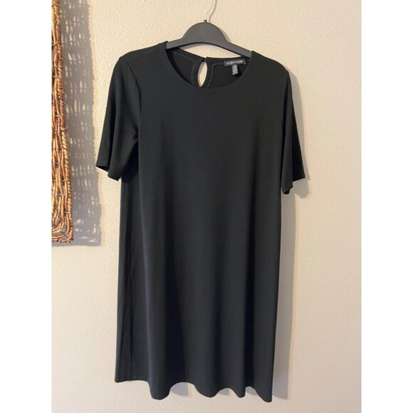 Eileen Fisher Dress Extra Small XS TP Black Crew Neck Short Sleeve Stretch - Picture 5 of 7